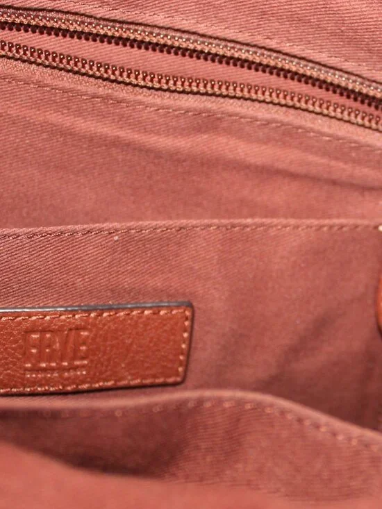 $348 Frye Cognac Whiskey Leather Side Pockets Hobo Tote Shoulder Bag - Picture 8 of 8